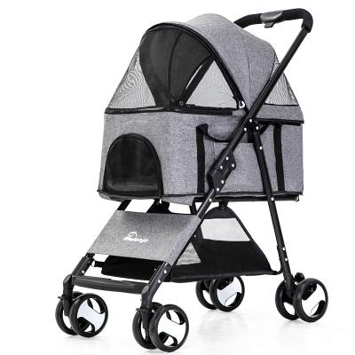 China Durable Lightweight Foldable Pet Stroller Detachable Cart For Small Dogs And Cats Outing For Car And Cat Walking for sale