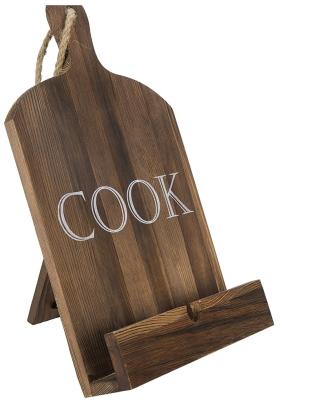 China Sustainable Pallet Style Wooden Cookbook/Shelf Holder with COOK Text for sale