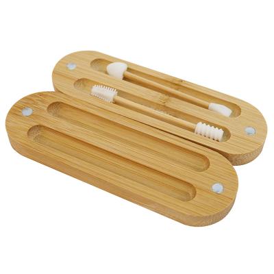 China Natural Degradable Custom Bamboo Silicone Cotton Swab Cosmetic Box, Cotton Swab Case Small, Silicone Cotton Swab Box for sale