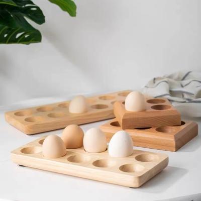 China Sustainable Wooden Wooden Design Wooden Egg Rack For 6 Eggs, For Portable Storage And Display Countertop For Eggs for sale