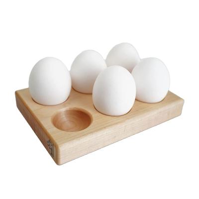 China Sustainable Wooden Wooden Design Wooden Egg Rack For 6 Eggs, For Portable Storage And Display Countertop For Eggs for sale