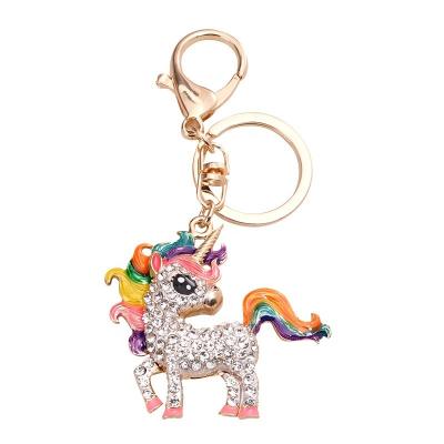 China Fashion Explosive Unicorn Oil Diamond Key Chain Alloy Bag Drip Pendant for sale