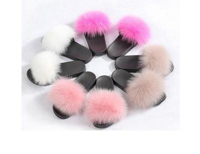 China Fashion Trend Bset Selling Women Fashion Slippers USA Ladies Real Fox / Raccoon Fur Slides for sale