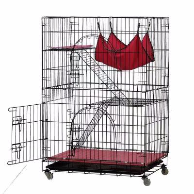 China Cats/pet 3 layers folding large metal Cat Cage with wheels, metal chinchilla cage for sale