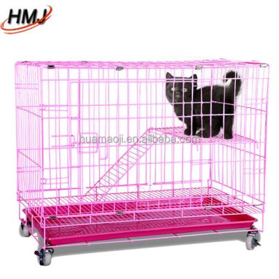 China High Quality Folding Cat Cage Metal Double Layer Cats Dog Cage Carrier for sale