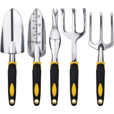 China Factory Price Garden 5 Pieces Garden Tool Kit With Heavy Duty Aluminum Alloy Head Colored Non Slip Gardening Kit Kids Handle for sale