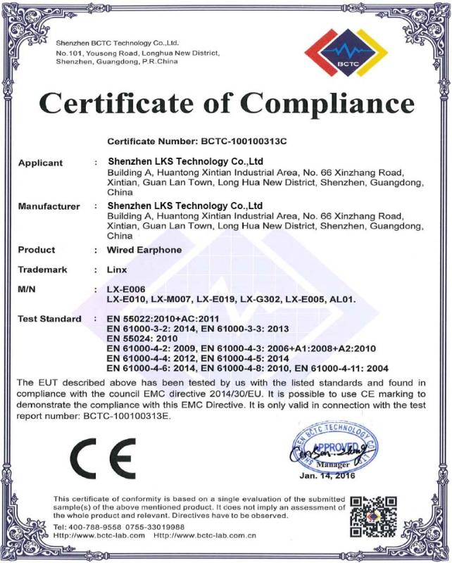 CE - Shenzhen LKS Technology Co., Ltd.