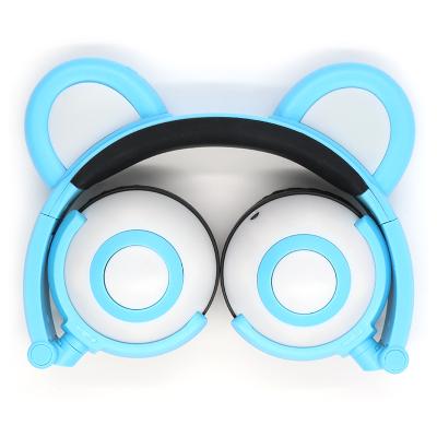 China Headband In Bear Running Ear Wired Headsets Earphone With LED Lightwired Flash Earbuds for sale