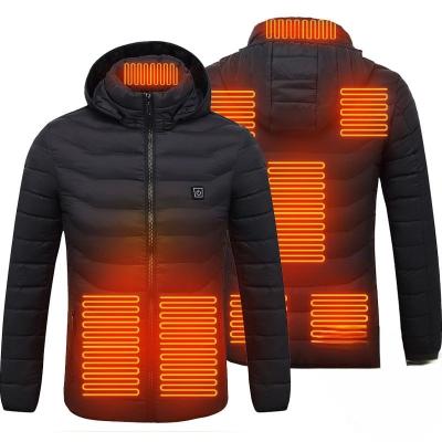 China Waterproof In 8 Streams Heating Zones Warm Men Heated Winter Jacket Casual Hoodie Usb Smart Heated Jacket for sale