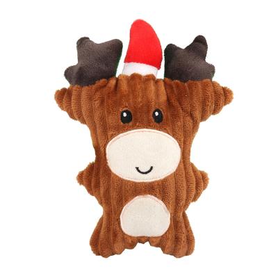 China Viable Fashion Christmas Plush Dog Toys Cotton Voice Stuffed Petz Toy Fawn Novelty Plush Pet Toys for sale