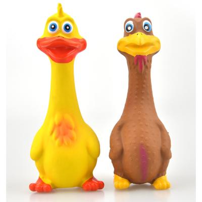 China Sustainable Pet Chicken Toy Latex Squeaky Chicken Toy For Small Medium Dogs Available In Multiple Colors for sale