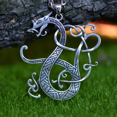 China Langhong knot Dragon Necklace The Scandinavian Viking religious necklace for men norse jewelry talisman for sale