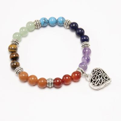 China Natural Stone Crystal Agate Bracelet from LANGHONG Chakra Peach Heart Natural Colorful Bracelet for sale