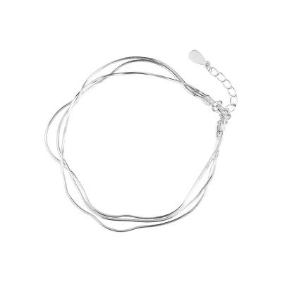 China LangHong s925 bracelet Korean sterling silver female Korean version of simple personality jewelry three-tiered jewelry for sale