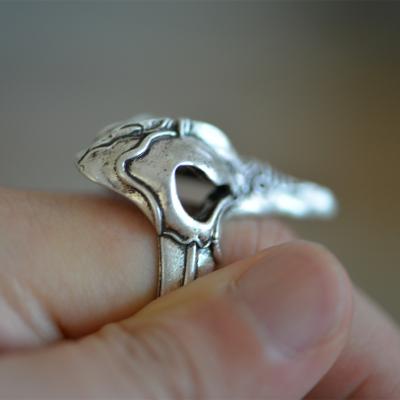 China LANGHONG Viking Raven Skull Ring For Men CLASSIC Punk Rings For Cosply Jewelry for sale