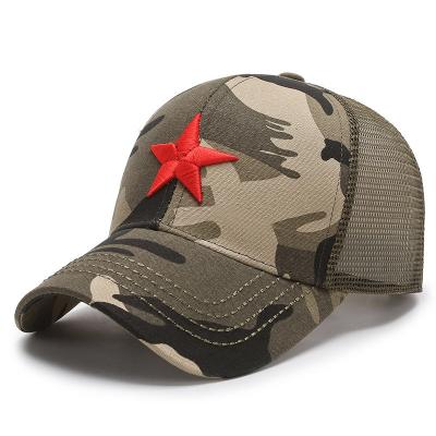 China XUAN YANG Camouflage Mesh Embroidered Baseball Cap Men's Breathable Trucker Hat COMMON Five-pointed Star for sale