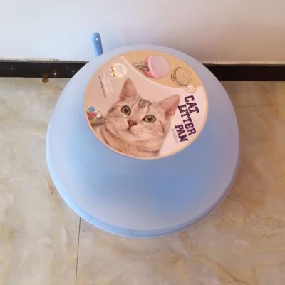 China Sustainable Collapsible Luxury Cat Toilet Portable Plastic Cat Trash Can With Drawer Type Cat Litter Scoop Basin for sale