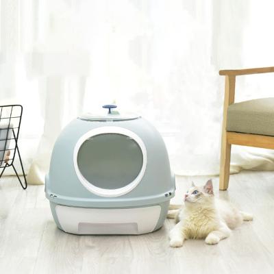 China Sustainable Luxury Cat Toilet Cat Litter Basin With Scoop Portable Plastic Cat Litter Box for sale