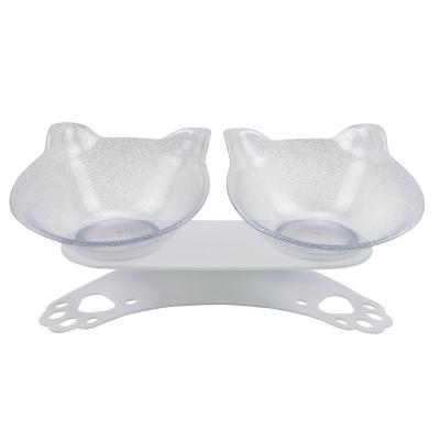 China Sustainable Pet Cat Double Food Water Bowl Feeder Bowl With Stand for sale