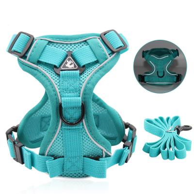 China Custom Deluxe No Pull Enhanced No Pull Mesh Reflective Adjustable Dog Harness Set for sale