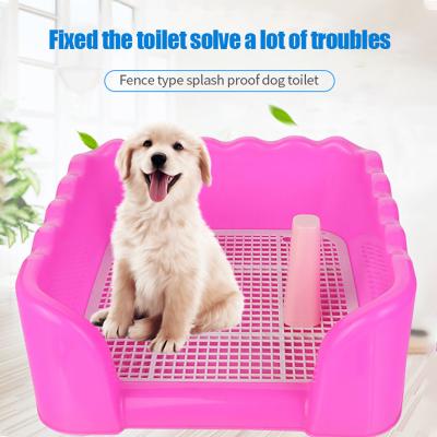 China Sustainable Plastic Indoor Pet Training Pads Dog Puppy Bin Pee Potty Tray Toilet With Fence for sale