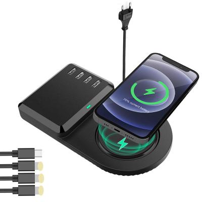 China Port Tablet 4 USB Charging Station Multiple Smartphones Multi Ports And 10W Wireless Charger for sale