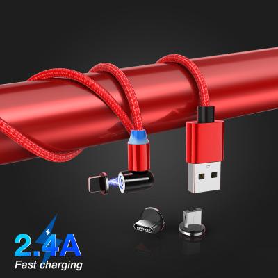 China High Quality 540 Video Game Player Rotate Magnetic Data Cable Led 2.4A Fast Charging USB C Phone Accessories Magnet Micro USB Cable for sale