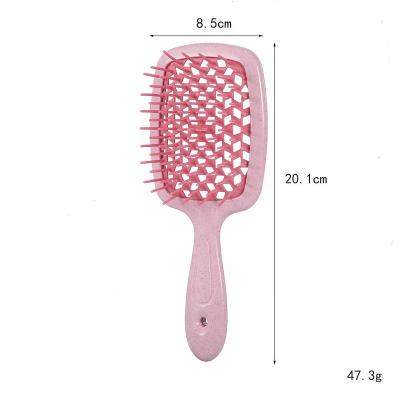 China For Home Use Wholesale Custom Natural Products Plastic Hair Brush Salon Hairdressing Styling Tools Wheat Biodegradable Straw Hair Brush for sale