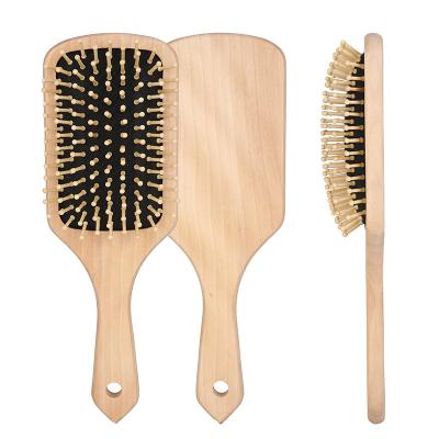 China For Home Use Detangle Metal Comb Natural Wooden Pin Hair Comb Large Size Wooden Hair Brush for sale