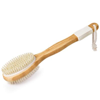 China Factory direct high quality bamboo handle bristle massager curved rod massager brush bath brush detachable long massage for sale