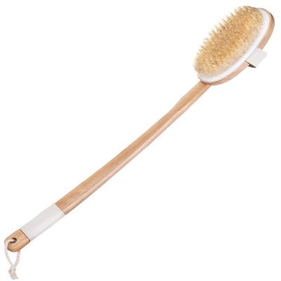 China Wholesale Detachable Long Massage Lotus Trim Bristle High Quality Wooden Handle Curved Rod Massager Brush Bath Brush for sale