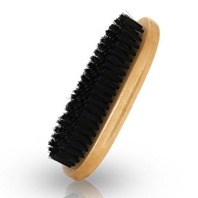 China Factory Direct Selling Solid Wooden Round Nylon Larch Wood Men's Beard Personality Styling Tool Beard Comb Beard Cleaning Brush for sale