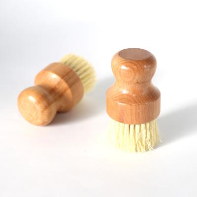 China Square Wood Handle Factory Short Bristle Wood Larch Wood Shape Kitchen Seal Decontamination Brush Mixed Bristle Brown Bristle Brush for sale