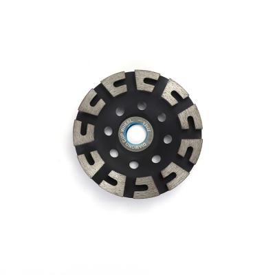 China Diamond Cup Wheel Diamond Grinding Wheel Black Asphalt Concrete Floor High Quality Cement Deburring Grinding and Polishing Tool for sale