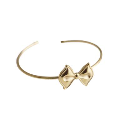 China Wholesale Cute Customize Popular Fashion Women's Stainless Steel Bow 18k Gold Bangle for sale