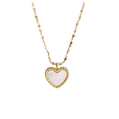 China Simple TRENDY 316l 18k Gold Plated Stainless Steel Chain Shell Love Heart Pendant Necklace White For Women for sale