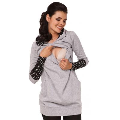 China Plus Size Breastfeeding Clothes Long Sleeve Pregnant Nursing Hooded Sweatshirt Ladies Maternity Clothes Breastfeeding Nursing Clothes for sale