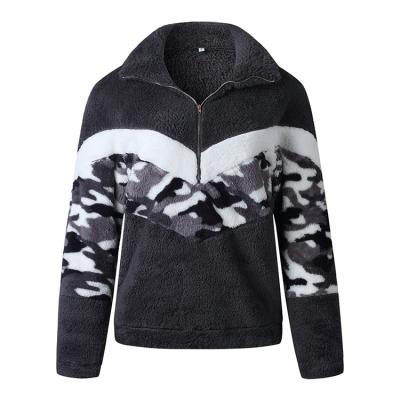 China Wholesale Hot Viable Custom Made High Quality Sportswear 2022 Fashion Autumn Women's Hoodies and Sweatshirts Camouflage Half Zip Pullover Women for sale