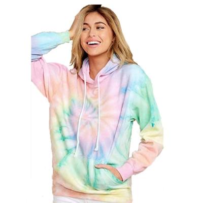 China Viable Tie Dye Loose And Comfortable Casual Hooded Long Sleeve Unique Style Grown 2021 Ladies Hoodies for sale