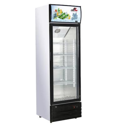 China Single Glass Commercial Hotel Display Beverage Cooler Vertical Door Showcase Drinks Cabinet For Sale for sale