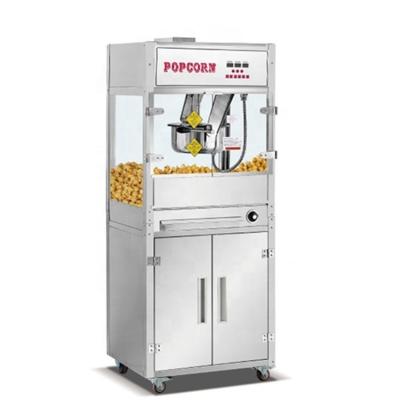 China Snack Factory Cinema Use Standing Large Capacity Vertical Popcorn Vending Machine 32OZ Stainless Steel Commercial Popcorn Maker With Cabinet for sale