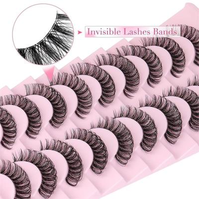 China Wholesale Silk Strip Lash Extension Faux Mink Eyelashes Loop Volume D Natural Soft Eyelash Supplies Natural Strip Clear Eyelash Russian Strip Eyelash for sale