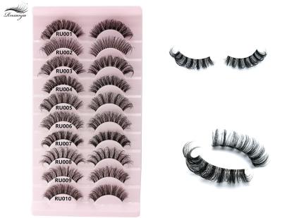 China Wholesale Custom Free Loop Winged Eyelash Extension Natural Soft Russian False Eyelash Volume Strip False Eyelashes 5D Mink Packing Dual Density Cruelty Dual Density for sale