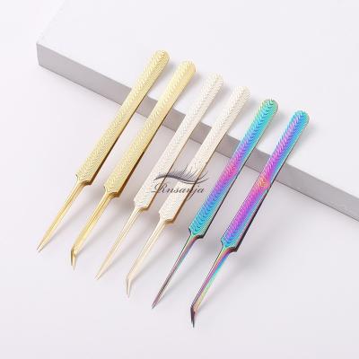 China Hot Selling Comfortable Grip Eyelash Extension Tweezers Set Volume Wick Tweezers Color Tweezers Makeup Tools Private Label for sale