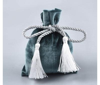 China custom hot stamping jewelry drawstring velvet bag with tassel 10*15 or custom size accepted for sale