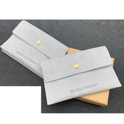 China Custom Promotion Fantastic Style Logo Silk Screen Printing Flap Jewelry Suede Pouch for sale