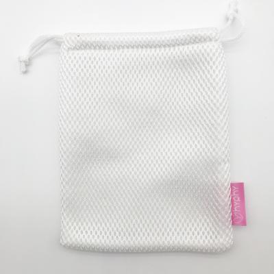 China Small Disposable White Mesh Drawstring Bag For Packaging for sale