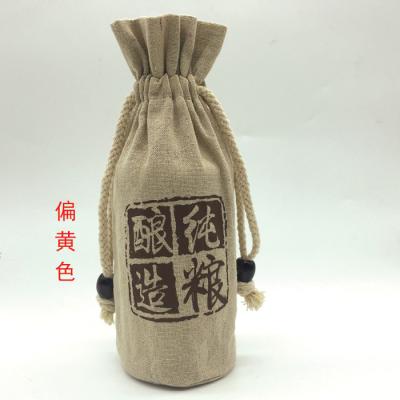 China Recyclable Promotional Custom Drawstring Burlap Gift Wine Bags for sale