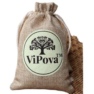 China Recyclable Hot Selling Promotional Custom Printed Jute Jute Drawstring Bag With Logo for sale