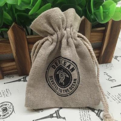 China Recyclable Wholesale Custom Style Small Drawstring Jute Bag With Logo for sale